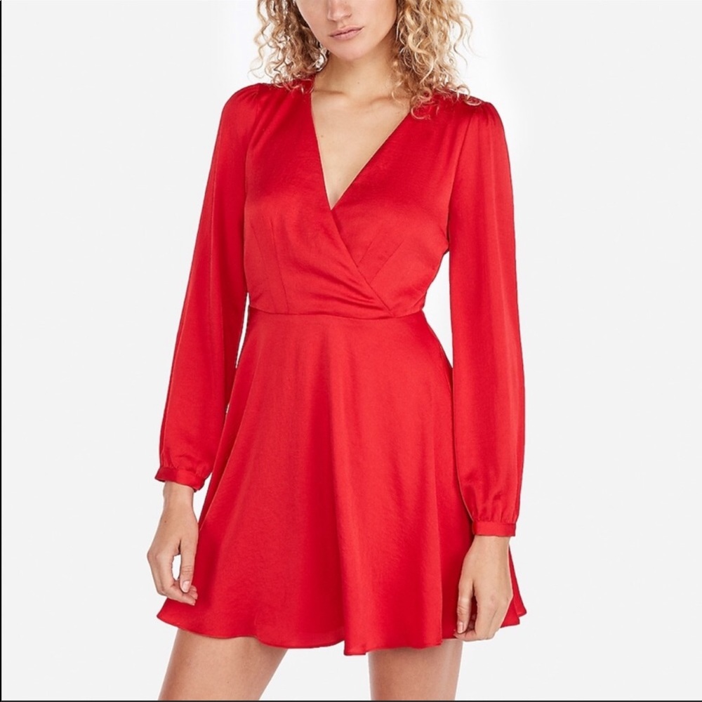 Express Long Sleeve Mini Dress Red Size XS